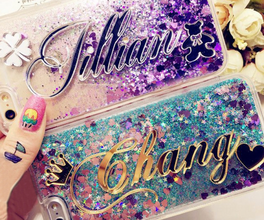 Liquid Custom Phone Case, Glitter Phone Case, 3D name for Samsung S24 S23 S22 S21 S20 Galaxy Ultra Note 20 10 9