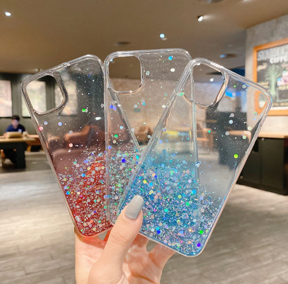 Glitter Phone Case, Bling Phone Case, Glitter transparent Phone case for iPhone 15 14 13 12 11 Pro Max XR XS Max 7 8 Plus Case