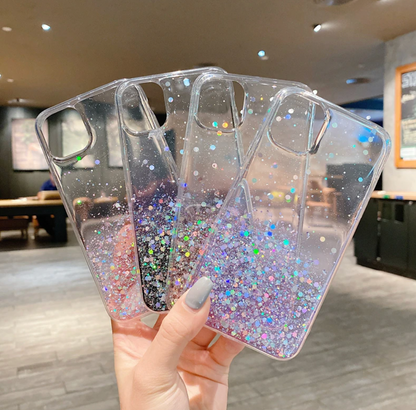 Glitter Phone Case, Bling Phone Case, Glitter transparent Phone case for iPhone 15 14 13 12 11 Pro Max XR XS Max 7 8 Plus Case