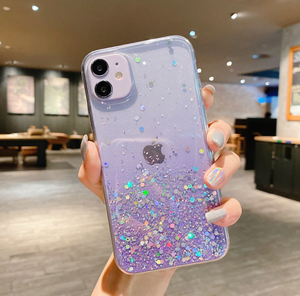 Glitter Phone Case, Bling Phone Case, Glitter transparent Phone case for iPhone 15 14 13 12 11 Pro Max XR XS Max 7 8 Plus Case