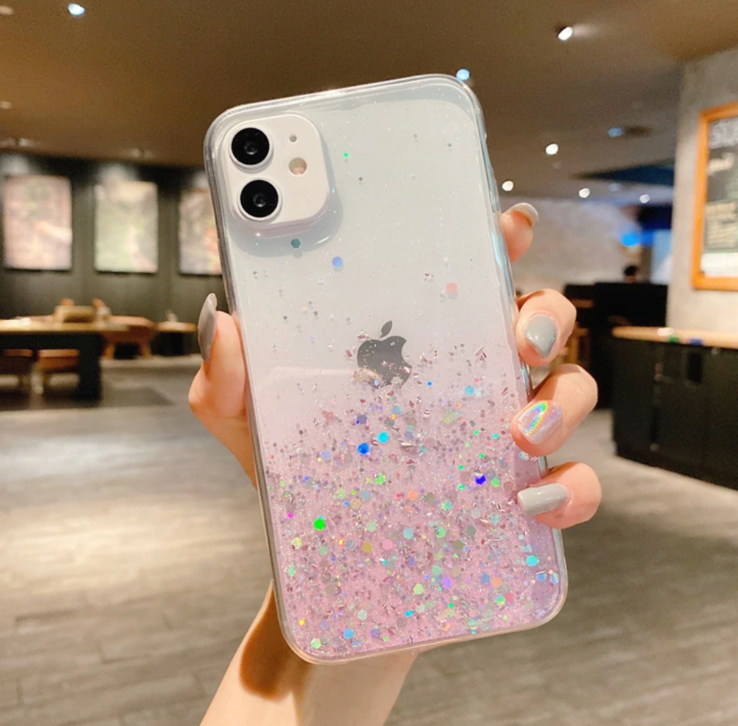 Glitter Phone Case, Bling Phone Case, Glitter transparent Phone case for iPhone 15 14 13 12 11 Pro Max XR XS Max 7 8 Plus Case