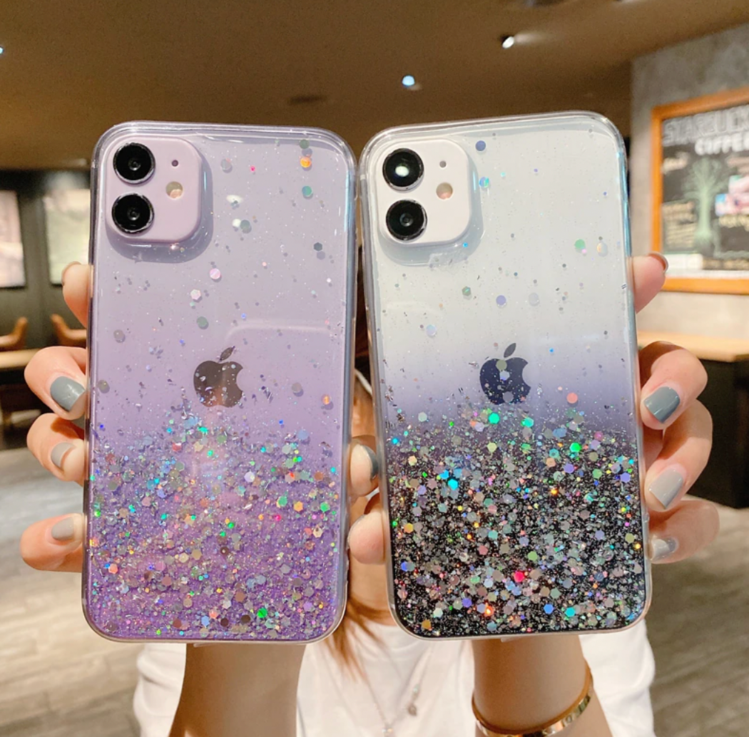 Glitter Phone Case, Bling Phone Case, Glitter transparent Phone case for iPhone 15 14 13 12 11 Pro Max XR XS Max 7 8 Plus Case