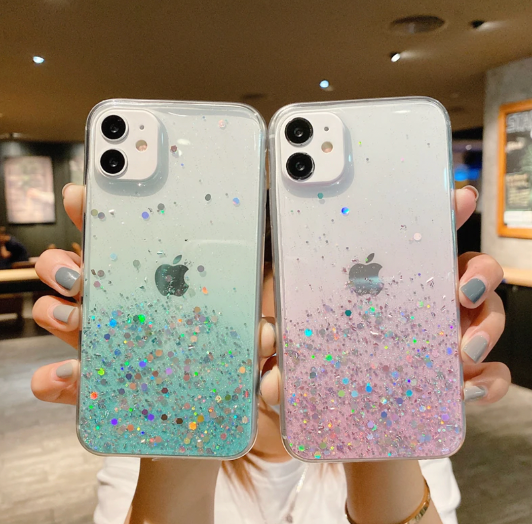 Glitter Phone Case, Bling Phone Case, Glitter transparent Phone case for iPhone 15 14 13 12 11 Pro Max XR XS Max 7 8 Plus Case