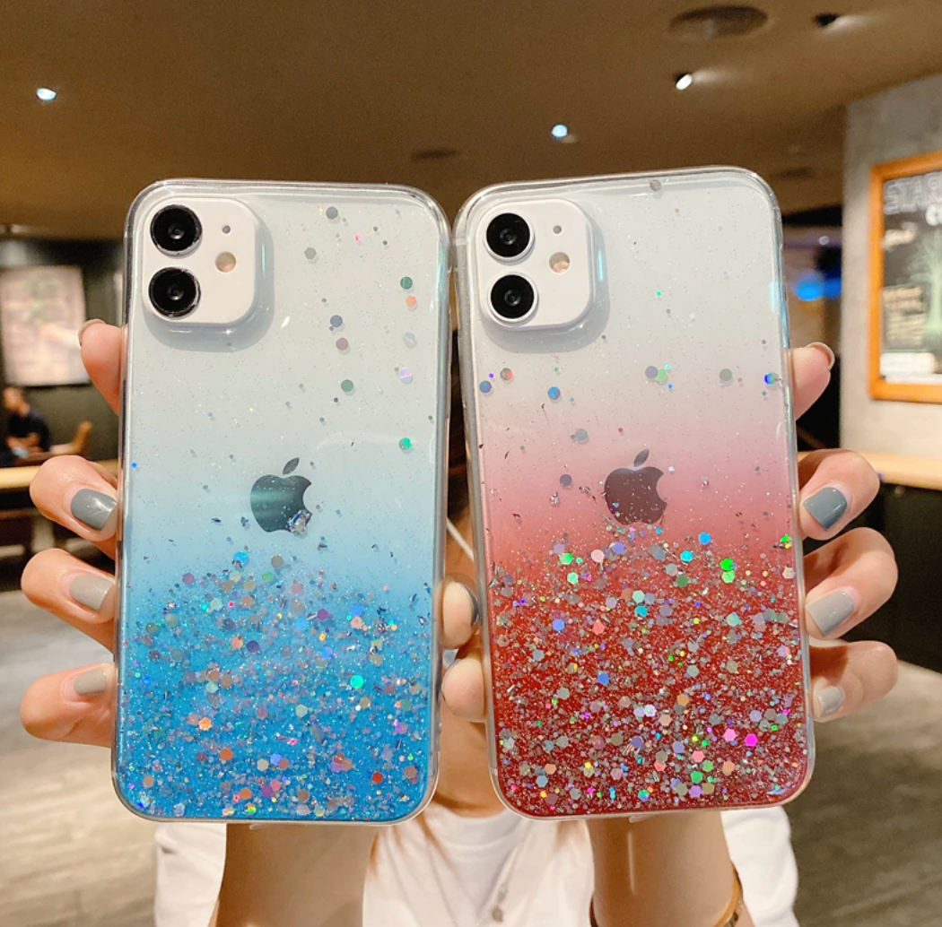 Glitter Phone Case, Bling Phone Case, Glitter transparent Phone case for iPhone 15 14 13 12 11 Pro Max XR XS Max 7 8 Plus Case