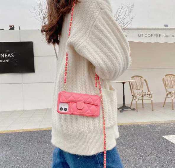 Luxury Phone Case with card holder, Crossbody shoulder Strap Phone case for iPhone Xs XR 11 12 13 14 15 16 Plus Pro Max