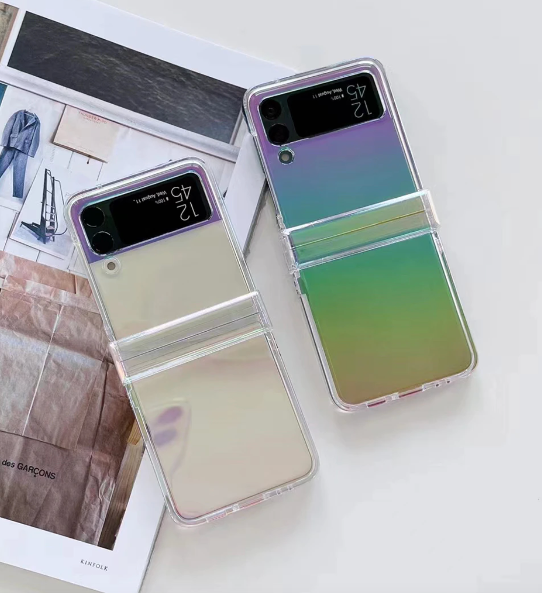 Holographic Rainbow Cute Case for Samsung Z Flip 3, 4 5, 6, Z Fold 3, 4 Folding screen Phone case, Samsung Z Flip 3 4 5, 6, z Fold 3 4 5 6