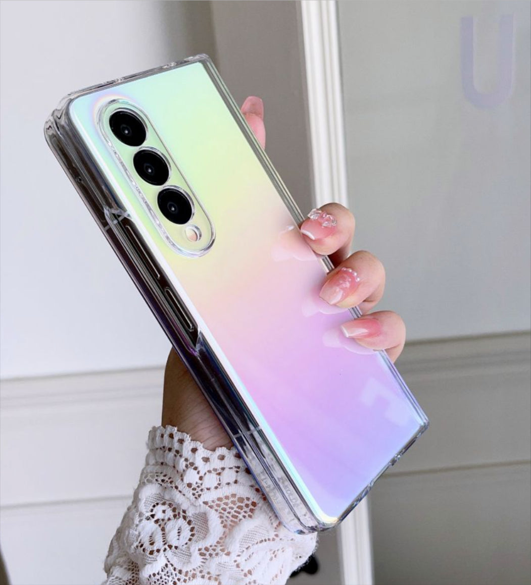 Holographic Rainbow Cute Case for Samsung Z Flip 3, 4 5, 6, Z Fold 3, 4 Folding screen Phone case, Samsung Z Flip 3 4 5, 6, z Fold 3 4 5 6