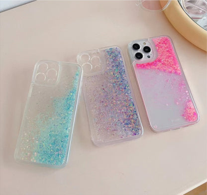 Liquid Glitter Phone Case, Luminous Liquid Glow in the dark for iPhone 16 15 14 13 11 12 Pro 8 Plus Max