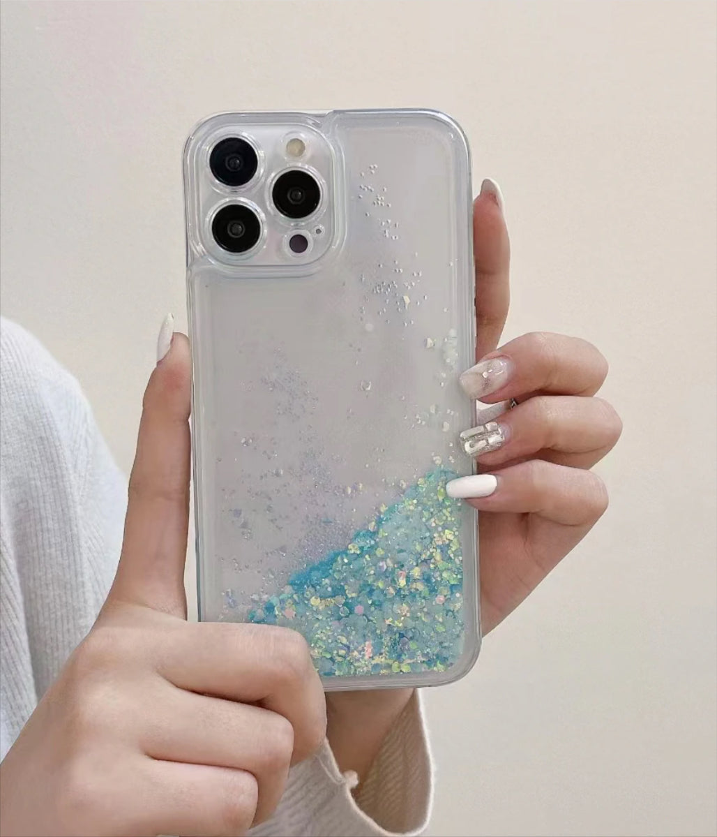 Liquid Glitter Phone Case, Luminous Liquid Glow in the dark for iPhone 16 15 14 13 11 12 Pro 8 Plus Max