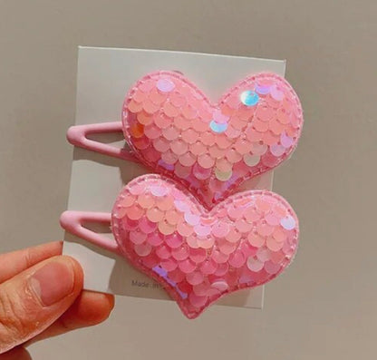 Heart hair clips, Scaly heart hairclips for girls, Gift for kids, Hair accessories, Non slip hair clips, Toddler hair clips