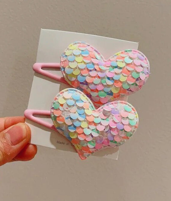 Heart hair clips, Scaly heart hairclips for girls, Gift for kids, Hair accessories, Non slip hair clips, Toddler hair clips