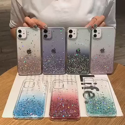 Glitter Phone Case, Bling Phone Case, Glitter transparent Phone case for iPhone 15 14 13 12 11 Pro Max XR XS Max 7 8 Plus Case